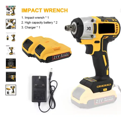 21V Cordless Electric Impact Wrench 1/2" Drive 1000Nm Brushless High Torque Gun