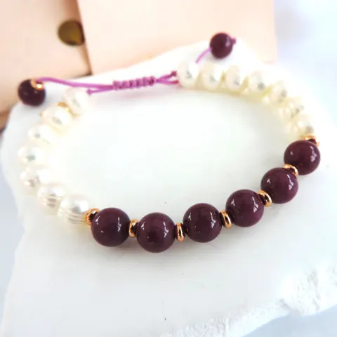 Lola Rose London Cultured Pearl & Berry Gemstone Bead Bracelet 'New'