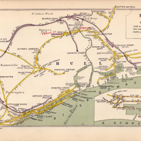 Hull River Humber Docks Sutton On Hull Antique Railway Diagram-37.