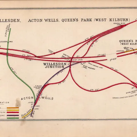Willesden Queens Park Kilburn London Antique Railway Diagram-78.