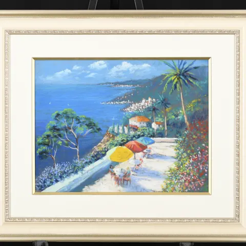 Original Pastel Painting by Perot "A View From the Med"