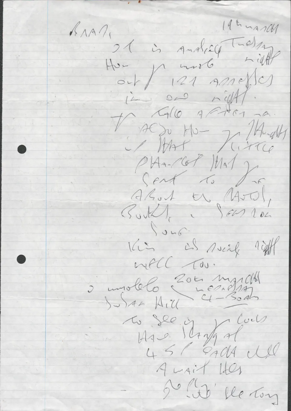 Handwritten Double Sided A4 Size Prison Letter By Reggie Kray.
