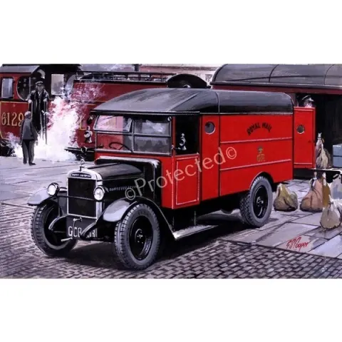 Royal Mail Post Van Offloads Beside LMS Train Steam Train Engine Metal Wall Art
