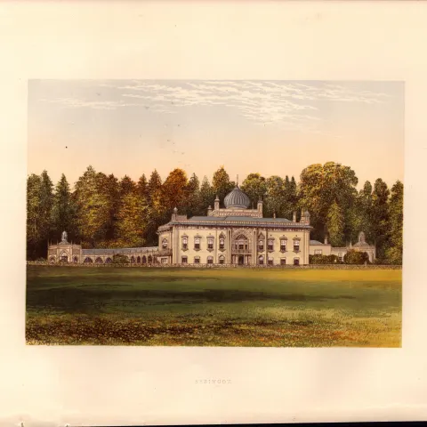 Sezincot House Gloucestershire  Gilt-Edge Coloured Antique Book Plate.