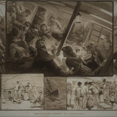 Men, Women and Children  Emigrants Travelling to Australia for a New Life 1887