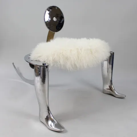Designer Chromed Antique Shoemakers Chair