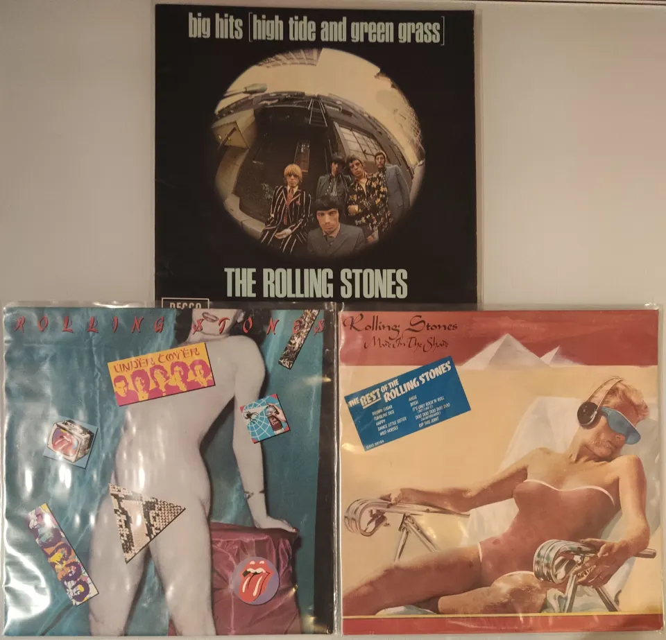 3 x The Rolling Stones Vinyl LPs – Made in the Shade – Under Cover - High Tide. With First Pressings