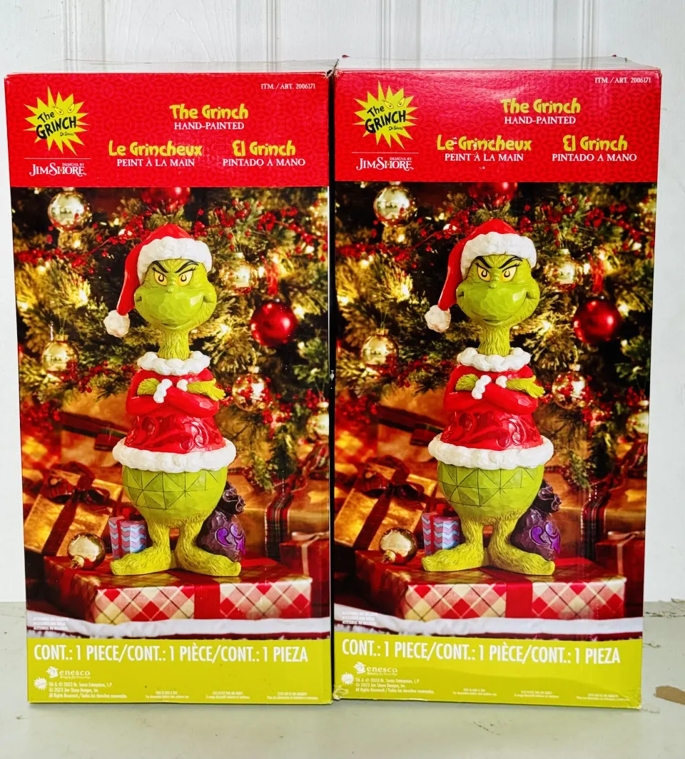 2 x Grinch Santa Statue Collectable Christmas Decoration 20" By Jim Shore Brand New Sealed Box