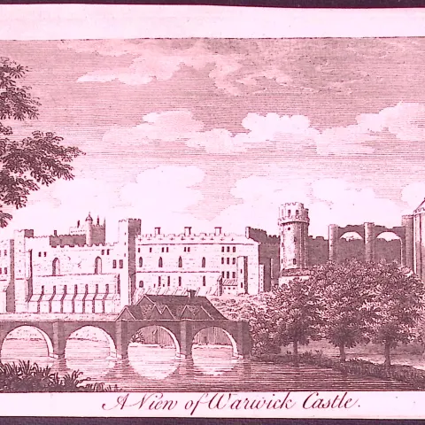 View of Warwick Castle Rare 1776 Georgian Copper Plate Antique Engraving -84