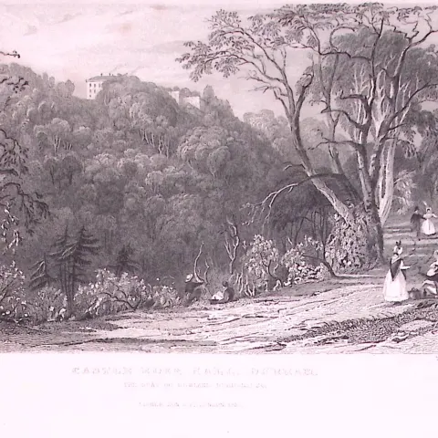 Castle Eden Hall Durham 1835 Antique Steel Engraving-11-TR