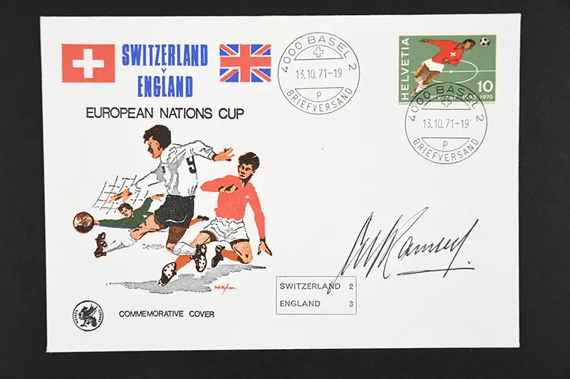 ALF RAMSEY  (1920 - 1999)   Original signature on European Nation Cup cover.
