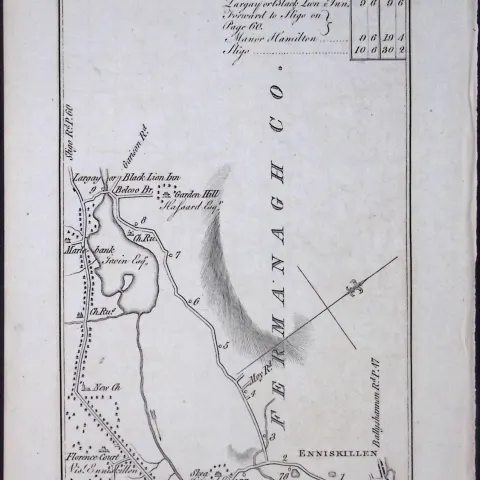 Ireland 245 Years -Old Antique Road Map From Dublin to Enniskillen-54