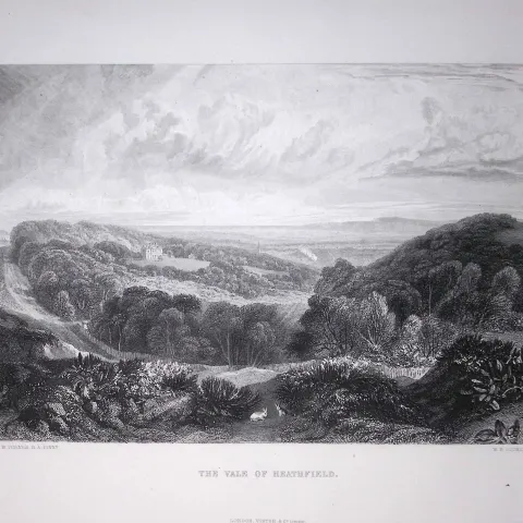 J.M.W Turner The Vale of Heathfield Sussex Antique Steel Engraving-52-TR