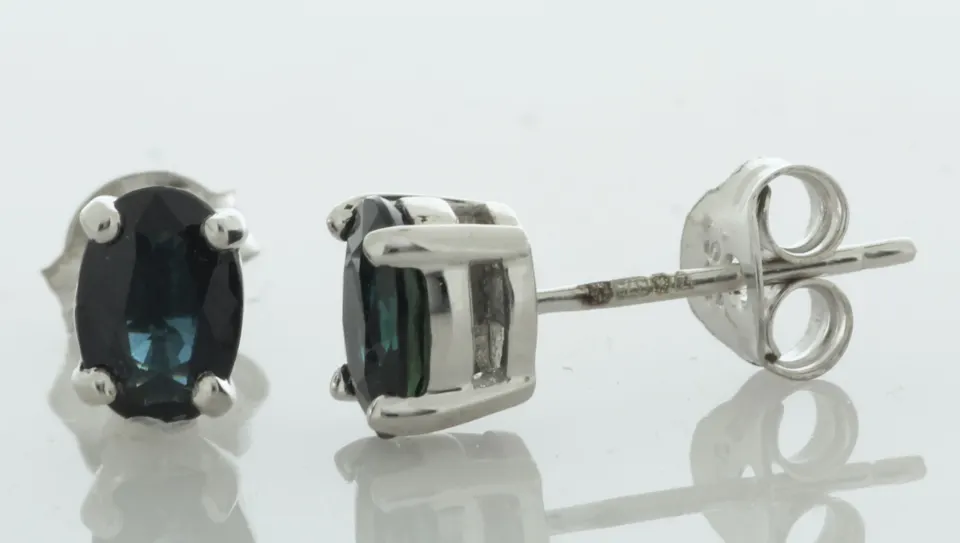 9ct White Gold Sapphire Earring (S0.76)
