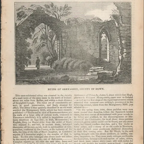 Antique Irish History Newspaper 1834 Ruins of Greyabbey County of Down.
