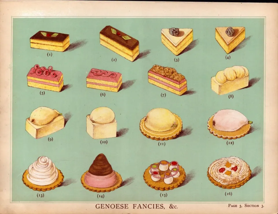 Genoese Cakes 2 T. Percy Lewis & A.G Bromley Antique Chromolithograph Print