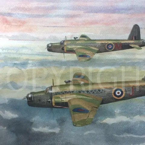 Pair Of Hawker Wellington Bombers WW2 RAF Metal Wall Art