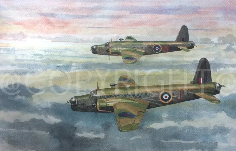 Pair Of Hawker Wellington Bombers WW2 RAF Metal Wall Art