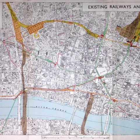 City of London Planning Survey Existing Railways, Major Subways 1944 Map-1
