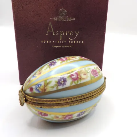 Vintage Limoges Dubarry Porcelain De France Egg In Asprey Gift Box