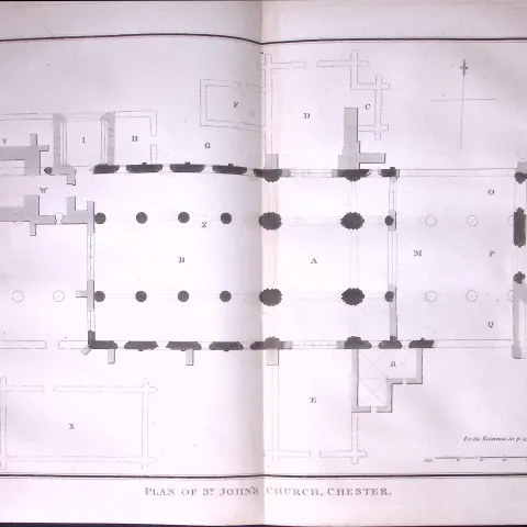 Plan of St John’s Church Chester Antique 216-Year-Old Large Copperplate-26-TR