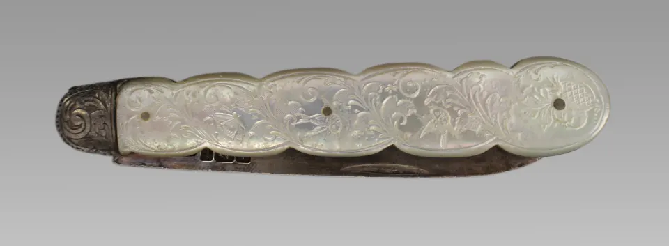Antique Engraved Mother of Pearl Silver Handled Fruit Knife 1903