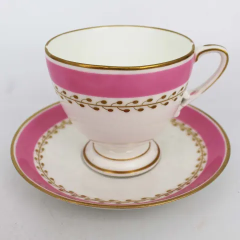 Grainger Worcester Pink & White Cup & Saucer