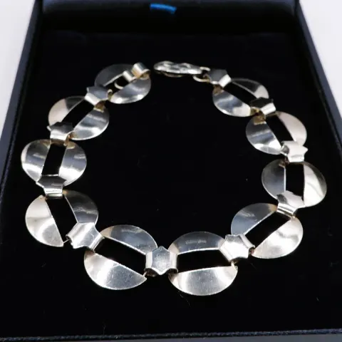 Sterling Silver Modernist Circles Link Bracelet with Gift Box