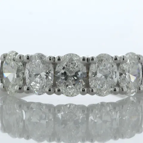 18ct White Gold Five Stone Oval Cut Diamond Ring 2.10 Carats