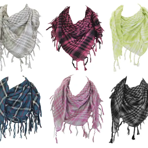 4 x Shemagh Scarves. Colours: Yellow check, Pink check, Grey tartan, Mocca check.  Rrp £40