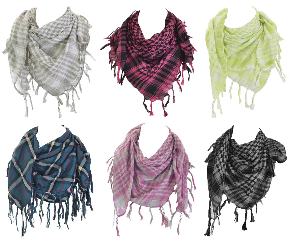 4 x Shemagh Scarves. Colours: Yellow check, Pink check, Grey tartan, Mocca check.  Rrp £40
