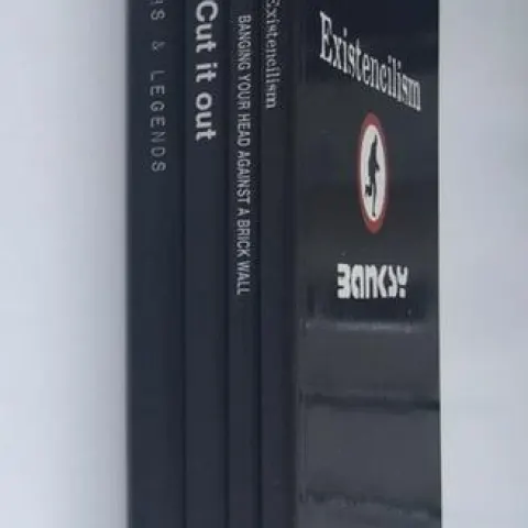 BANKSY Self-published books, Banging Your Head Against a Brick Wall, Existencilism, Cut it Out &more