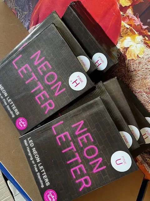10 Neon Letters In Pink Picked At Random