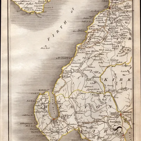 Firth of Clyde Ayrshire Scotland John Cary's Antique George III 1749 Map.