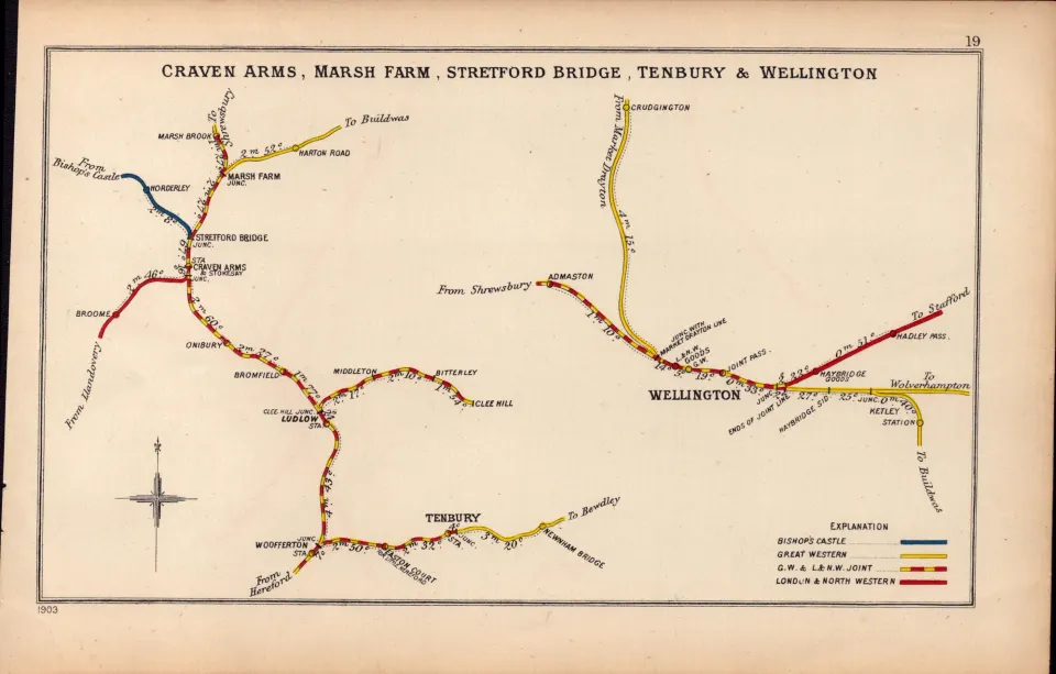 Craven Arms, Tenbury, Wellington Antique Railway Junction Map-19.