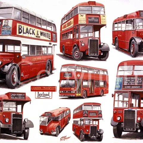 London Buses Pre-War C26 To The Modern Titan Montage Metal Wall Art