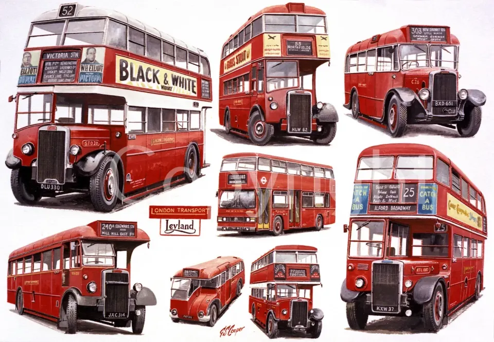 London Buses Pre-War C26 To The Modern Titan Montage Metal Wall Art