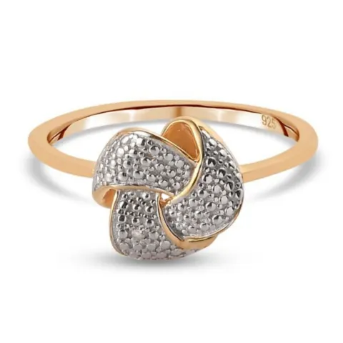 NEW!! Diamond Knot Ring with Earrings in 14k Gold Overlay Sterling Silver