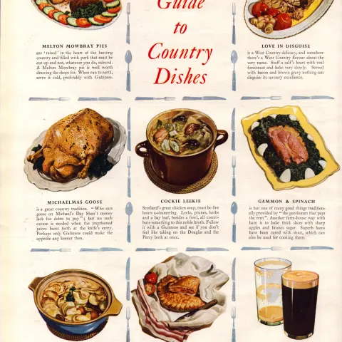 Original 71-Year-Old 1953 Guinness Print Panto-Country Dishes– GE 2064  #-21.