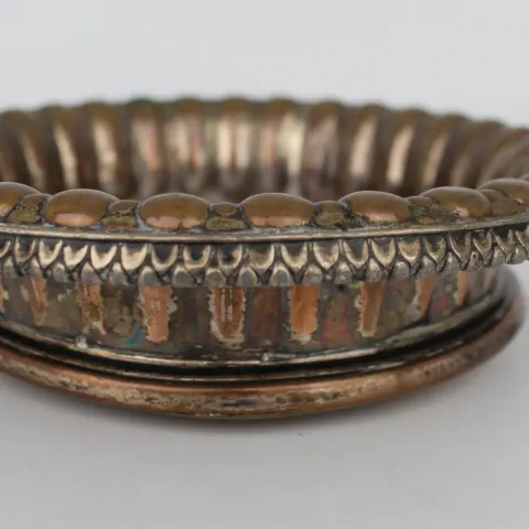 Antique Sheffield Plated Turned Wooden Wine Coaster
