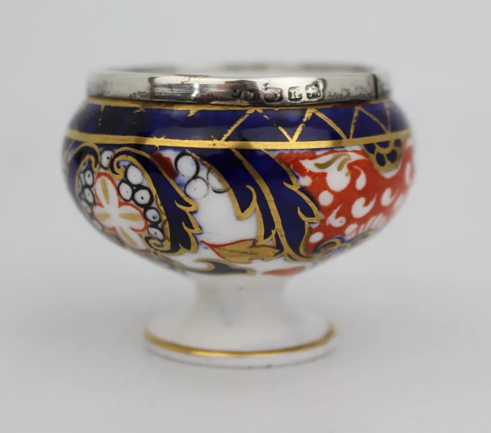 Royal Crown Derby Miniature Silver Topped Vase c.1890