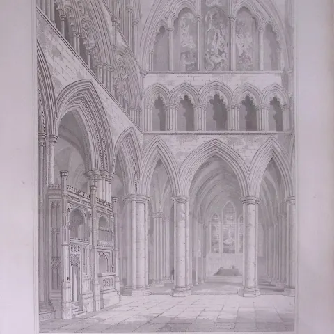 Salisbury Cathedral Wiltshire 190 Years-Old John Britton Antique Steel Engraving-227