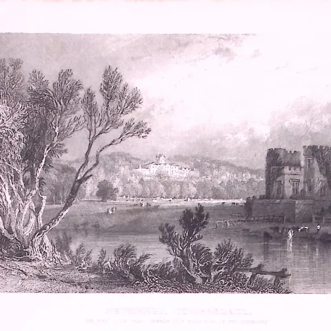 Netherby Castle Cumbria 1835 Antique Steel Engraving-2-TR
