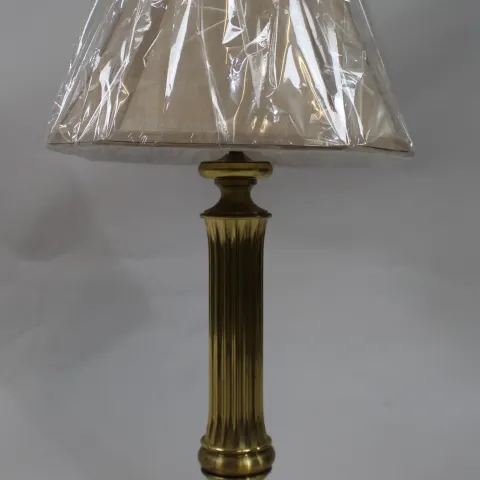 Vintage Brass Column Table Lamp with Shade