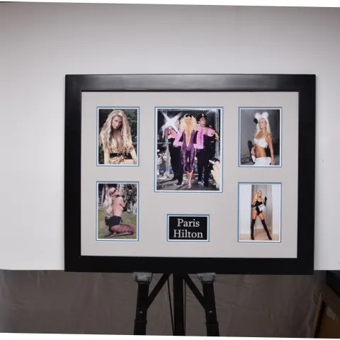 PARIS HILTON framed original signature presentation.