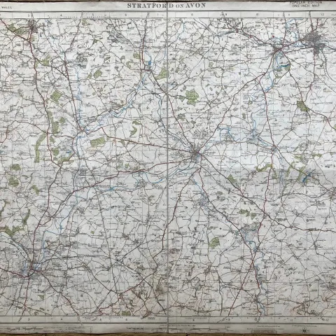 Bournemouth & Swanage, Cloth Backed Antique 1919 Engineering Map.