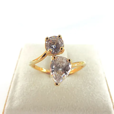 14k Gold On Silver CZ Gemstone Ring
