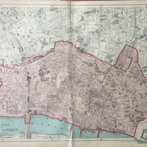 Bacons Rare Vintage London Suburbs Coloured Map Plan of Central London .