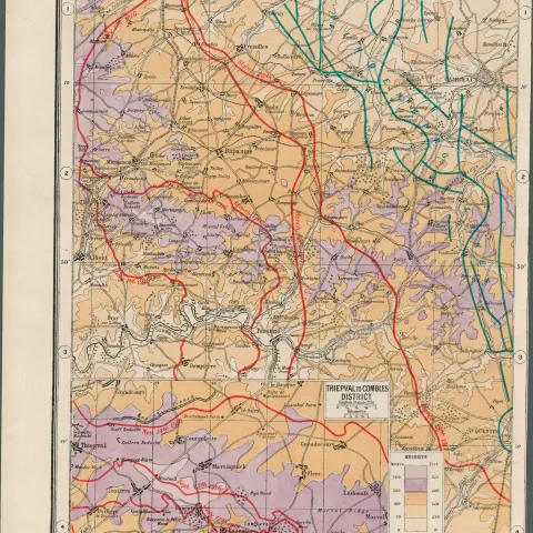 WW1 Battle of The Ancre Antique Coloured Map 1922.