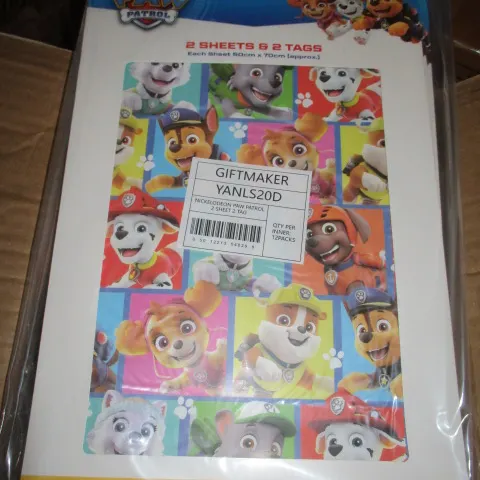50 Packs of Paw Patrol Wrapping Paper Includes Gift Tag and Sheets RRP £3.99/unit - 50 Packs In Lot